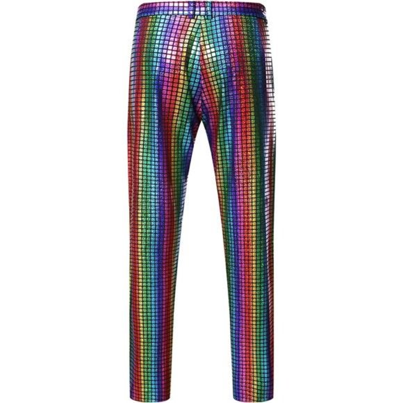 Men's 2 Piece Disco Sets Shiny Jacket and Pants Metallic Sequin Suits - Picture 4 of 14